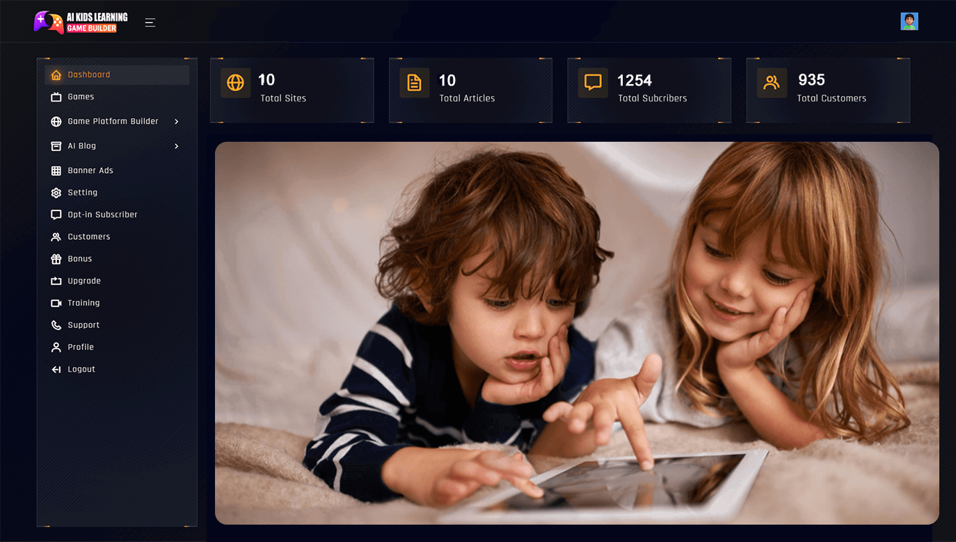 AI Kids Learning Game Builder teacher dashboard class analytics