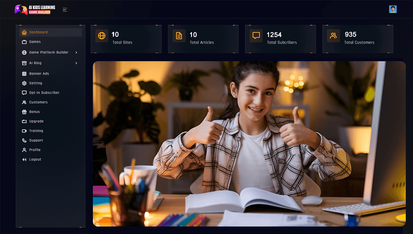 AI Kids Learning Game Builder parent dashboard and progress tracking